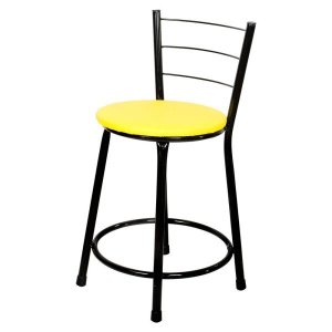 Banqueta Baixa Epoxi Preto - Assento Amarelo