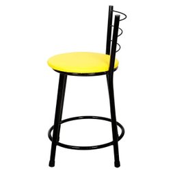Banqueta Baixa Epoxi Preto - Assento Amarelo - 3