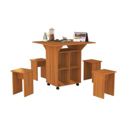 Mesa Dobravel Retangular 4 Banquetas Annie Moderna Basoto - 1