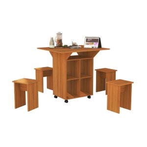 Mesa Dobravel Retangular 4 Banquetas Annie Moderna Basoto