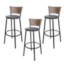 Ver imagem 1 de Kit 3 Banquetas Alta Ratan Hawai Cappuccino - Assento Preto