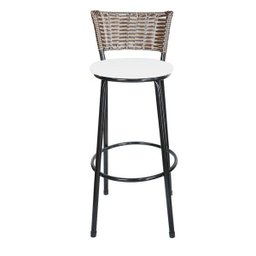 Banqueta Alta Ratan Hawai Cappuccino - Assento Branco - 2