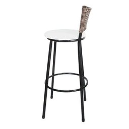 Banqueta Alta Ratan Hawai Cappuccino - Assento Branco - 3