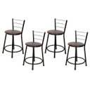 Ver imagem 1 de Kit 4 Unidades Banquetas Bistro Epoxi Preto - Assento Marrom