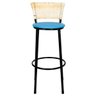 Banqueta Alta Ratan Hawai Palha - Assento Azul - 2