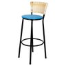 Banqueta Alta Ratan Hawai Palha - Assento Azul - 1