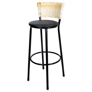 Banqueta Alta Ratan Hawai Palha - Assento Preto