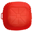 Ver imagem 4 de Kit 3 Peças Forro para Air Fryer Quadrada 21cm ,Pinça de 25cm e Colher de 27cm em Silicone Vermelho