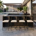 Ver imagem 5 de Kit 4 Banquetas Ilha Alta Corda Náutica e Alumínio Moderno Jardim Área Gourmet Varanda:Preta/Black