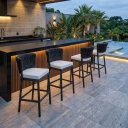Ver imagem 6 de Kit 4 Banquetas Ilha Alta Corda Náutica e Alumínio Moderno Jardim Área Gourmet Varanda:Preta/Black