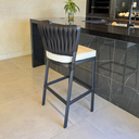 Ver mais imagens de Kit 4 Banquetas Ilha Alta Corda Náutica e Alumínio Moderno Jardim Área Gourmet Varanda:Preta/Black