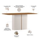 Ver imagem 3 de Mesa Retangular Verbena 160cm Ypê Off White N01 com 6 Cadeiras Nadja Linho Cru - Lyam Decor