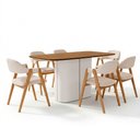 Ver imagem 2 de Mesa Retangular Verbena 160cm Ypê Off White N01 com 6 Cadeiras Nadja Linho Cru - Lyam Decor