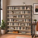 Ver imagem 1 de Estante Multiuso Organizador Livreiro Estilo Industrial 180x180 Preto Natural