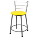 Ver imagem 1 de Kit 4 Banquetas Baixa para Cozinha Epoxi Prata - Assento Amarelo
