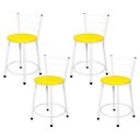 Ver imagem 1 de Kit 4 Banquetas Baixa Epoxi Branca - Assento Amarelo