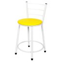 Ver imagem 2 de Kit 4 Banquetas Baixa Epoxi Branca - Assento Amarelo