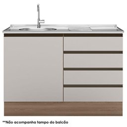 Balcão de Pia 4 Gavetas Etna Carvalho OAK Off White – Poliman - 1