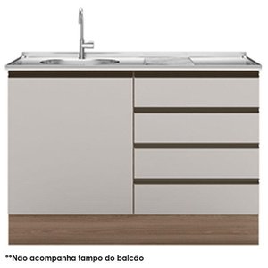 Balcão de Pia 4 Gavetas Etna Carvalho OAK Off White – Poliman