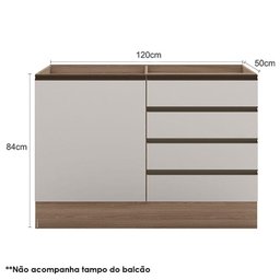 Balcão de Pia 4 Gavetas Etna Carvalho OAK Off White – Poliman - 3