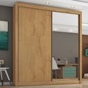 Ver imagem 1 de Guarda Roupa Solteiro com Espelho 2 Portas 4 Gavetas - Zurique-amêndoa - Móveis Europa