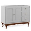 Ver imagem 1 de Balcão para Pia 2 Pta 3 Gav Hanover com Pés Luis Xv 93x120x53cm (a X L X P) - Branco-Imbuia