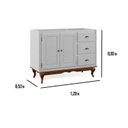 Ver imagem 5 de Balcão para Pia 2 Pta 3 Gav Hanover com Pés Luis Xv 93x120x53cm (a X L X P) - Branco-Imbuia