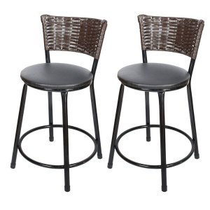 Kit 2 Banquetas Baixa Hawai Café - Assento Preto