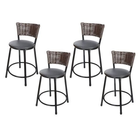 Kit 4 Banquetas Baixa Hawai Café - Assento Branco