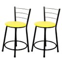 Ver imagem 1 de Kit 2 Banquetas Baixa Epoxi Preto - Assento Amarelo