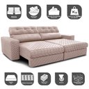 Ver imagem 3 de Sofá Retrátil e Reclinável 2,75m Molas Ensacadas Cama inBox Style Thermo Gel Linho Bege Claro