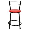 Ver imagem 3 de Kit 4 Banquetas Baixa Epoxi Preto - Assento Vermelho