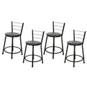 Ver imagem 1 de Kit 4 Banquetas Baixa Epoxi Preto - Assento Preto