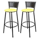 Ver imagem 1 de Kit 2 Unidades Banquetas Bistro Ratan Hawai Preto - Assento Marrom