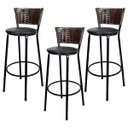 Ver imagem 1 de Kit 3 Banquetas Alta Ratan Hawai Café - Assento Preto