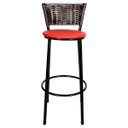 Ver imagem 2 de Kit 3 Banquetas Alta Ratan Hawai Café - Assento Vermelho