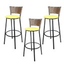 Ver imagem 1 de Kit 3 Banquetas Alta Ratan Hawai Cappuccino - Assento Amarelo