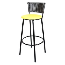 Banqueta Alta Ratan Hawai Preto - Assento Amarelo - 1