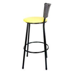 Banqueta Alta Ratan Hawai Preto - Assento Amarelo - 3