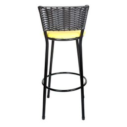 Banqueta Alta Ratan Hawai Preto - Assento Amarelo - 4