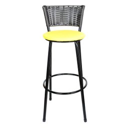 Banqueta Alta Ratan Hawai Preto - Assento Amarelo - 2