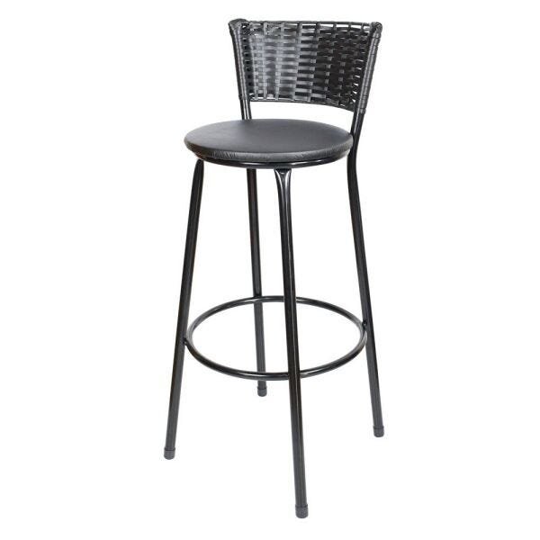 Banqueta Alta Ratan Hawai Preto - Assento Preto