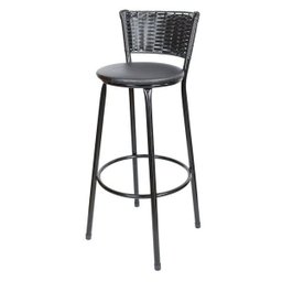 Banqueta Alta Ratan Hawai Preto - Assento Preto - 1