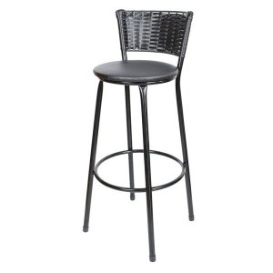Banqueta Alta Ratan Hawai Preto - Assento Preto