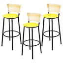 Ver imagem 1 de Kit 3 Banquetas Alta Ratan Hawai Palha - Assento Amarelo