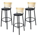 Ver imagem 1 de Kit 3 Banquetas Alta Ratan Hawai Palha - Assento Preto