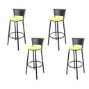 Ver imagem 1 de Kit 4 Unidades Banquetas Bistro Ratan Hawai Preto - Assento Amarelo