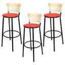 Ver imagem 1 de Kit 3 Banquetas Alta Ratan Hawai Palha - Assento Vermelho