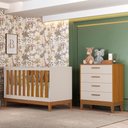 Ver imagem 2 de Jogo de Quarto Infantil Flip Cômoda 4 Gavetas e Berço Americano Areia Fosco/savana - Reller Mó