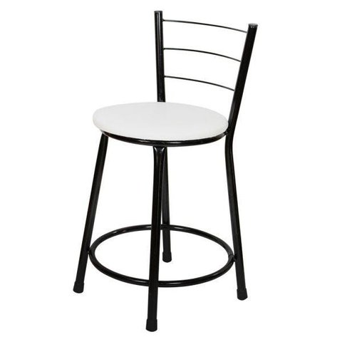 Kit 4 Unidades Banquetas Bistro Epoxi Preto - Assento Branco